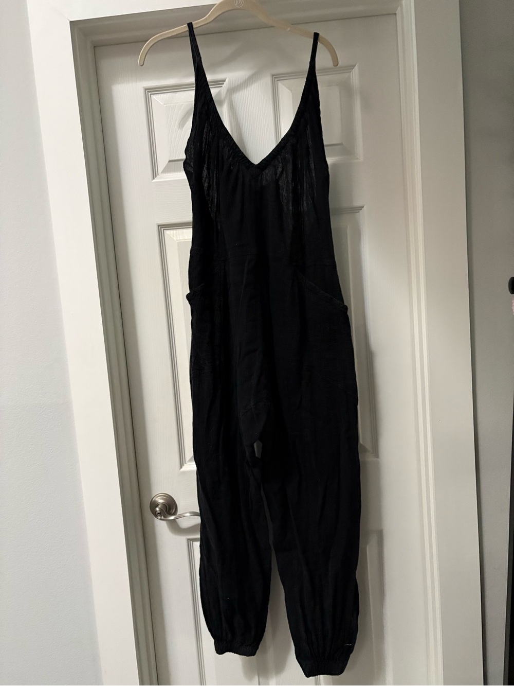 Free People Black Lightweight V-Neck Sleeveless Jumpsuit